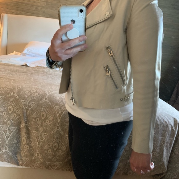 Aqua Off-White Leather Moto Jacket - Picture 6 of 6